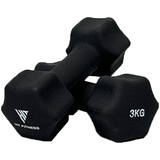 Hit Fitness Neoprene Studio Dumbbells | 3kg Pair | Black