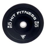 Hit Fitness 10kg Commercial Black Rubber Bumper Plate - Front