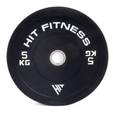 Hit Fitness 5kg Commercial Black Rubber Bumper Plate - Front