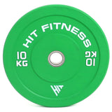 Hit Fitness 10kg Commercial Coloured Rubber Bumper Plate - Front