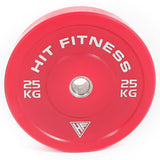 Hit Fitness 25kg Commercial Coloured Rubber Bumper Plate - Front