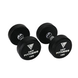 Hit Fitness Round Rubber Dumbbells - Black - 10kg